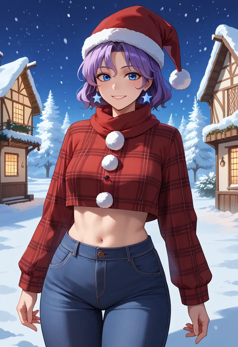 touhou,letty_whiterock,Christmas,plaid trousers  - 