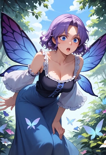 touhou,letty_whiterock,dark fairy blouse,layered tulle skirt,glitter stockings  - AI generated anime art