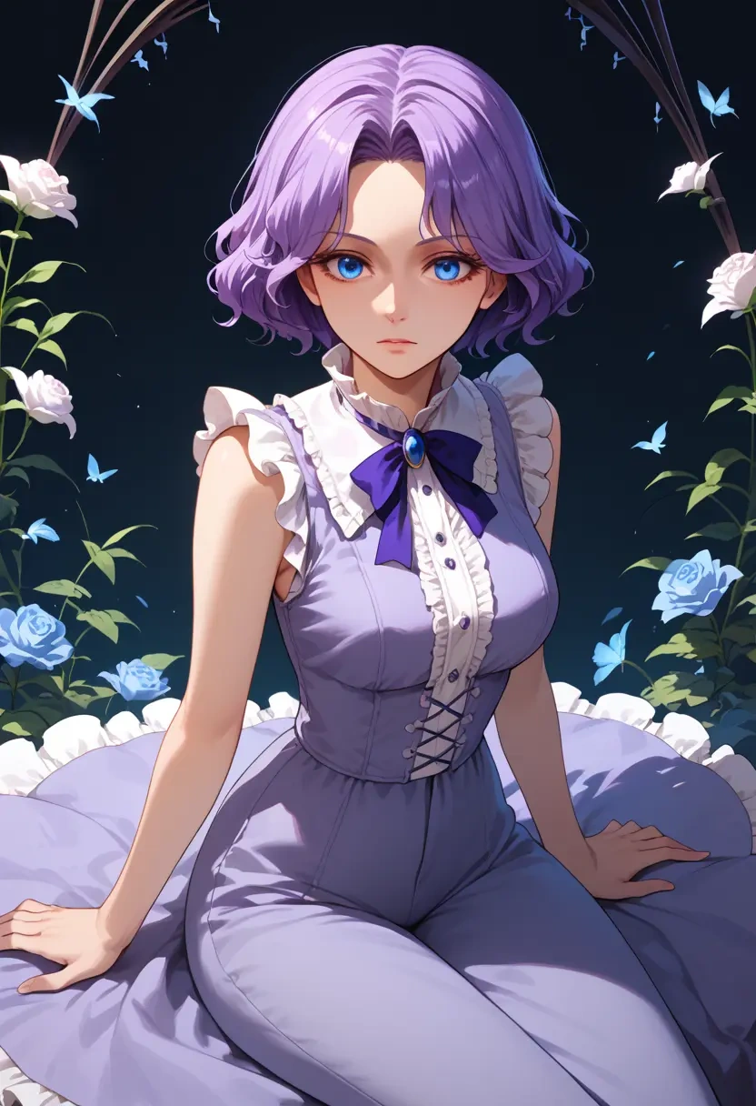 touhou,letty_whiterock,jumpsuit,sleeveless,flare pants  - 