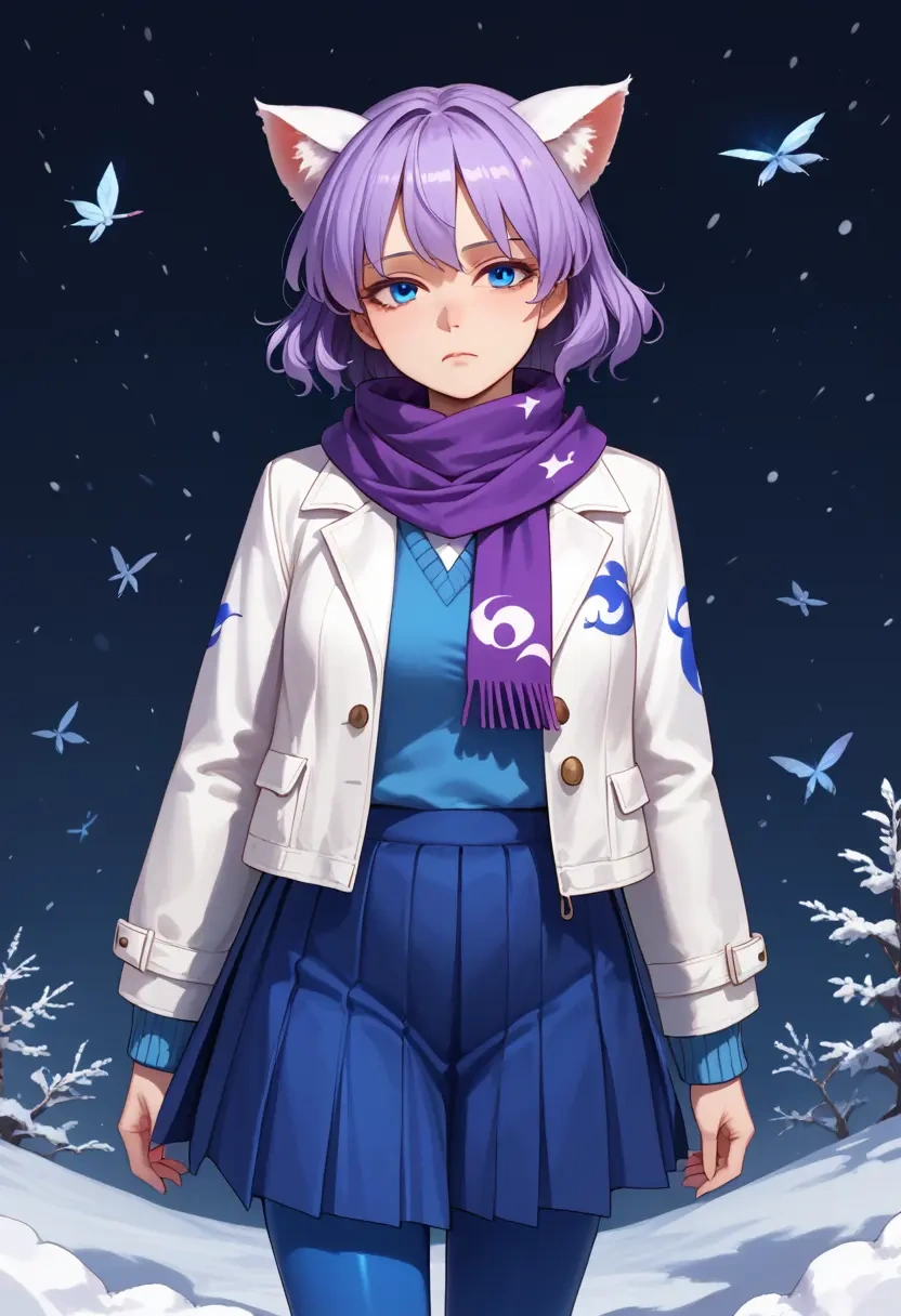 touhou,letty_whiterock,winter,student uniform,puffer jacket  - 