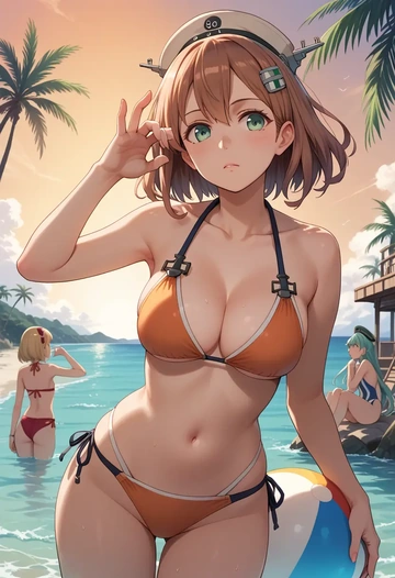 kantai_collection,libeccio_(kancolle),bikini  - AI generated anime art