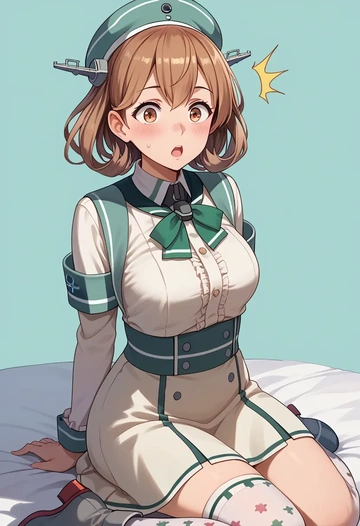 kantai_collection,libeccio_(kancolle),shirt dress,belted,stockings  - AI generated anime art