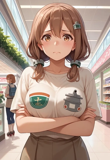 kantai_collection,libeccio_(kancolle),handwritten script shirt,dolphin shorts  - AI generated anime art