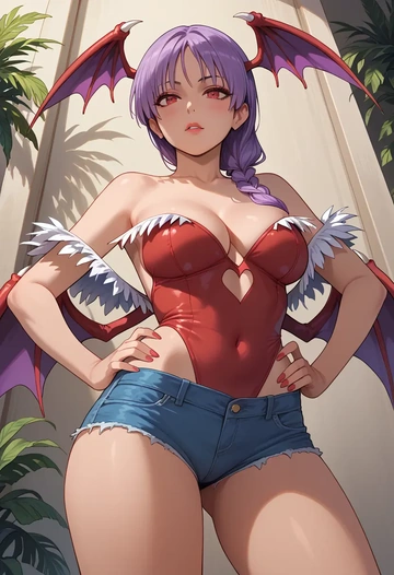 vampire_(game),lilith_aensland,shorts,sexy  - AI generated anime art