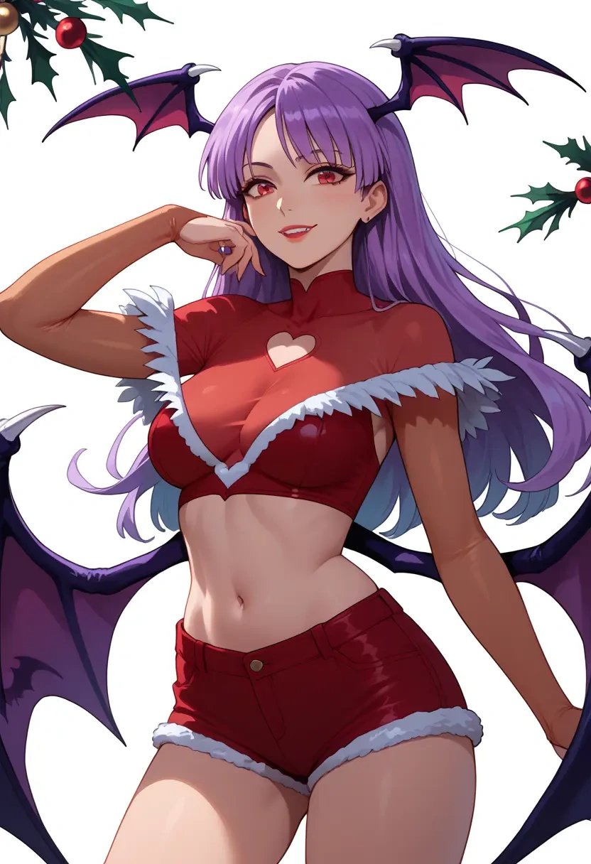 vampire_(game),lilith_aensland,Christmas,red velvet shorts  - 