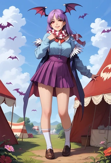 vampire_(game),lilith_aensland,spring,student uniform,cardigan  - AI generated anime art