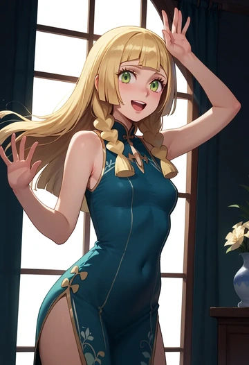 pokemon,lillie_(pokemon),qipao  - AI generated anime art