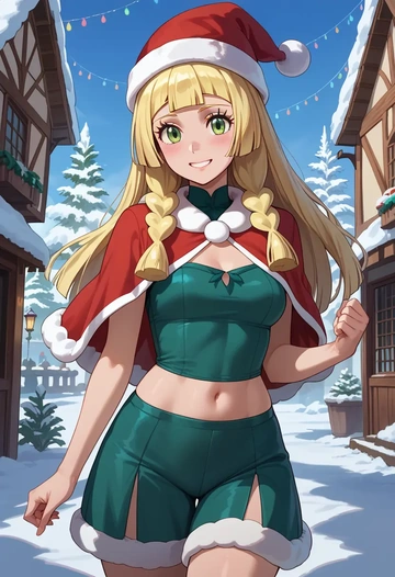 pokemon,lillie_(pokemon),Christmas,dress  - AI generated anime art