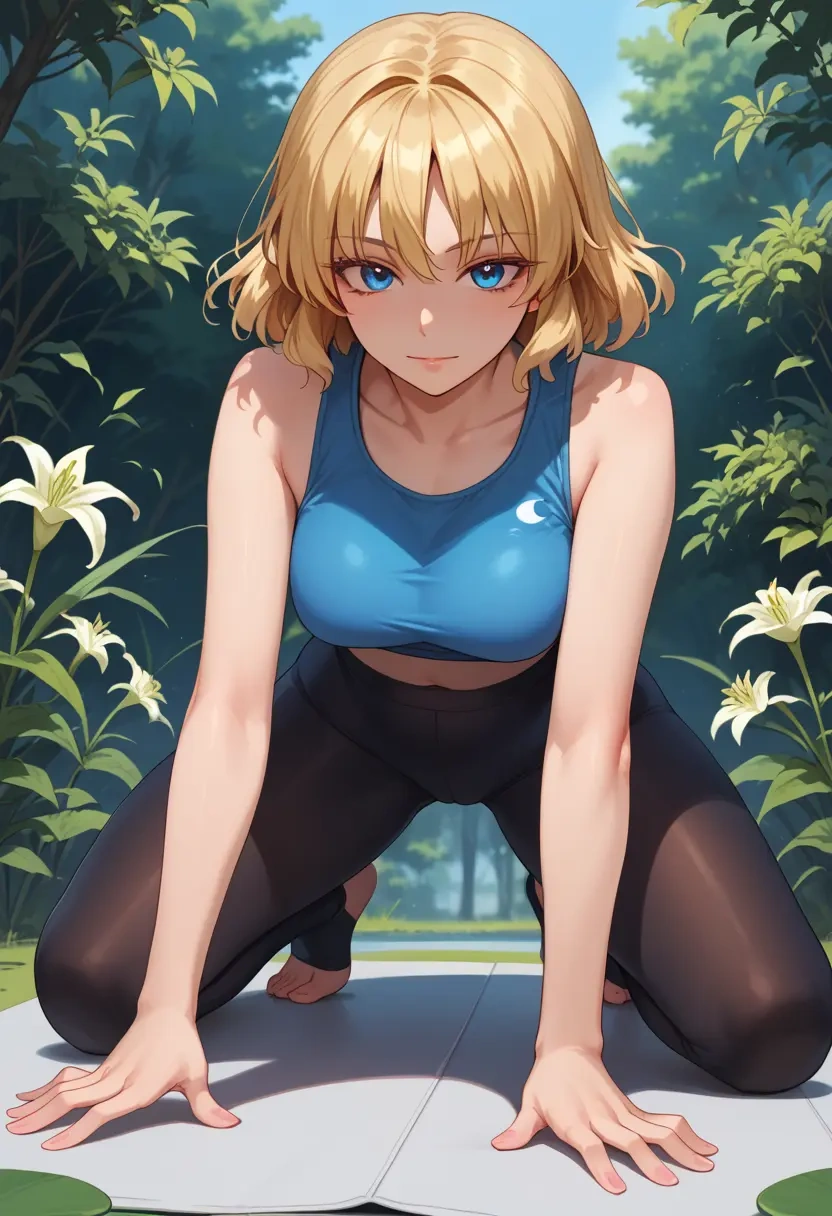 touhou,lily_white,leggings,yoga  - 