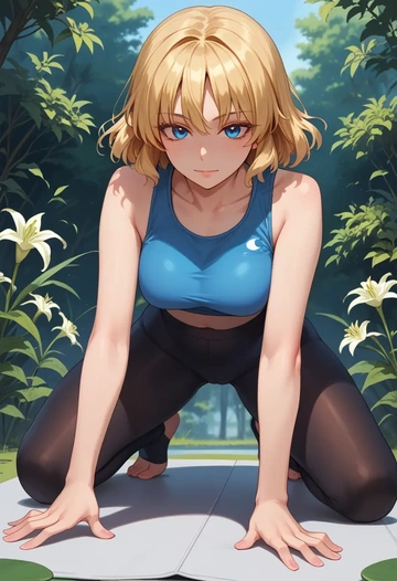 touhou,lily_white,leggings,yoga  - AI generated anime art