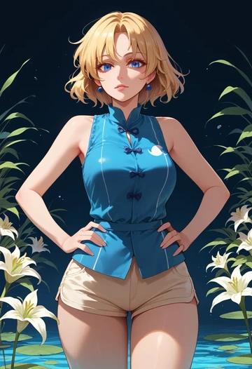 touhou,lily_white,sleeveless swim top,shorts-style bottom,contrast stitching  - AI generated anime art