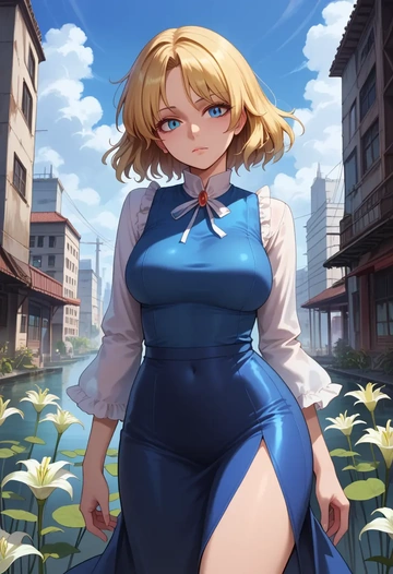 touhou,lily_white,bodysuit,mesh,high-waisted skirt  - AI generated anime art