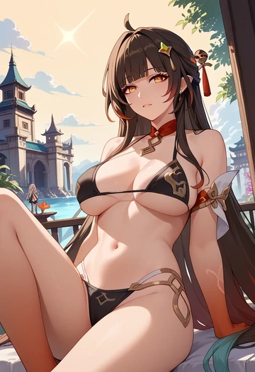 star rail,lingsha,bikini  - AI generated anime art