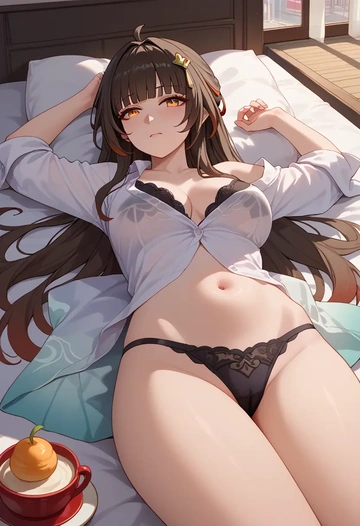 star rail,lingsha,lingerie,sexy  - AI generated anime art