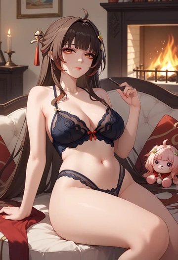 star rail,lingsha,lingerie  - AI generated anime art