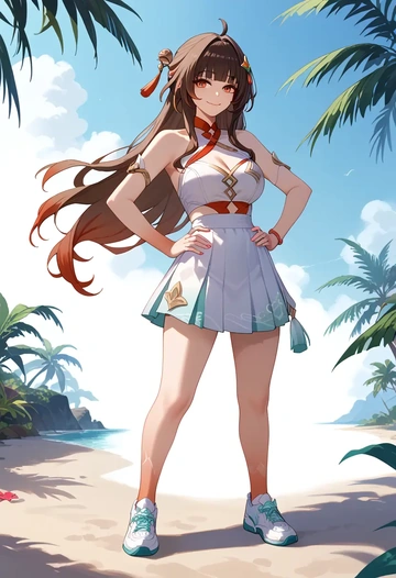 star rail,lingsha,tennis skirt  - AI generated anime art