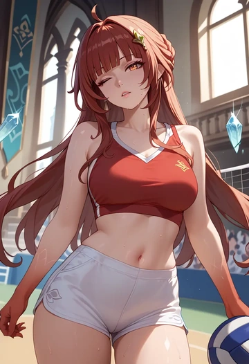 star rail,lingsha,volleyball uniform  - AI generated anime art