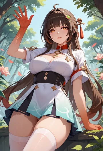 star rail,lingsha,nurse pantyhose,mini skirt, sexy  - AI generated anime art