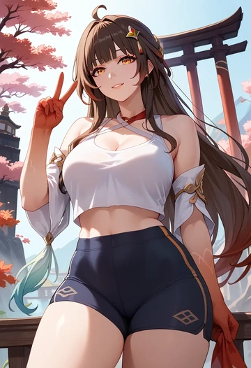 star rail,lingsha,yoga shorts  - AI generated anime art