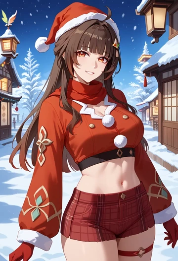 star rail,lingsha,Christmas,plaid trousers  - AI generated anime art