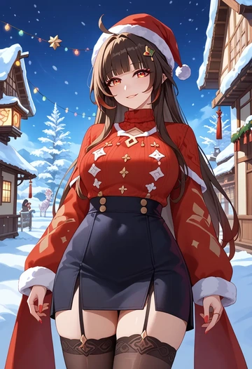 star rail,lingsha,sweater,stockings,Thigh garters  - AI generated anime art