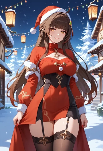 star rail,lingsha,sweater,stockings,Thigh garters  - AI generated anime art