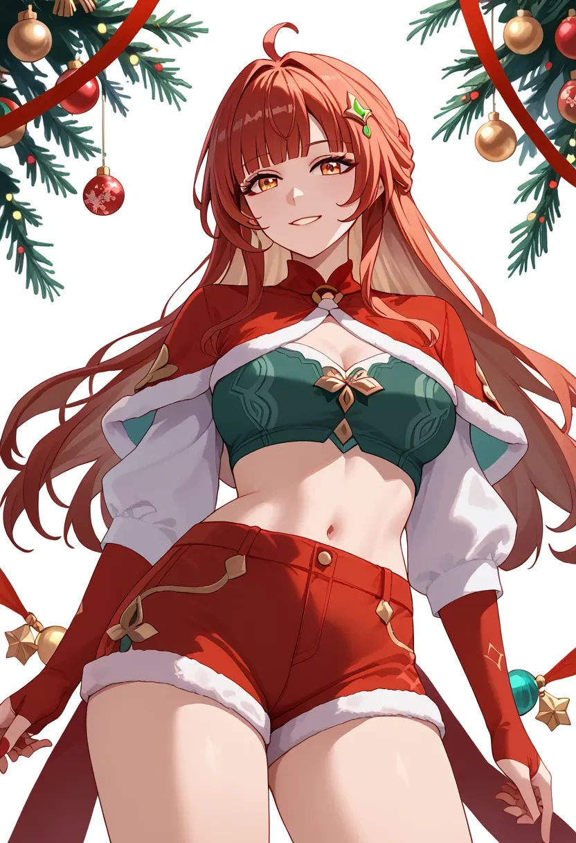 star rail,lingsha,Christmas,red velvet shorts  - 