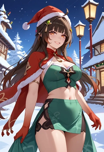 star rail,lingsha,Christmas,dress  - AI generated anime art