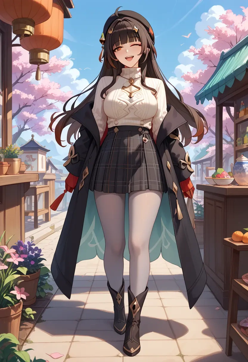 star rail,lingsha,winter,student uniform,pea coat  - 