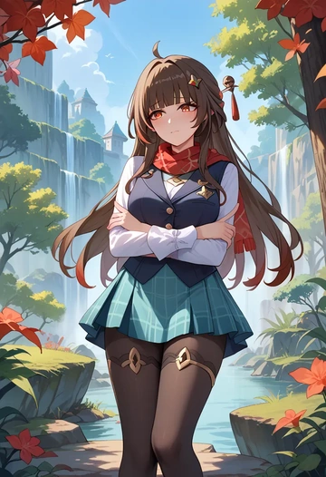 star rail,lingsha,winter,student uniform,vest  - AI generated anime art