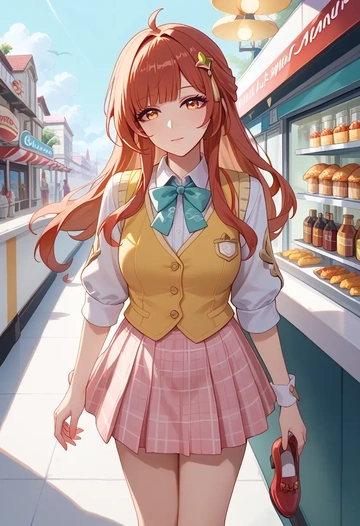 star rail,lingsha,spring,student uniform,vest  - AI generated anime art