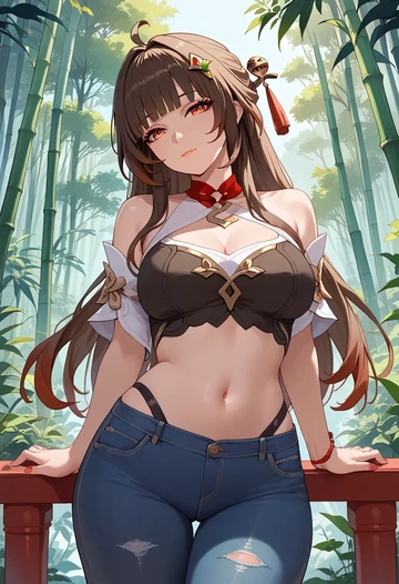 star rail,lingsha,crop top  - AI generated anime art