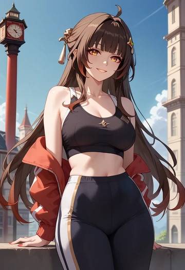 star rail,lingsha,athletic,track suit  - AI generated anime art