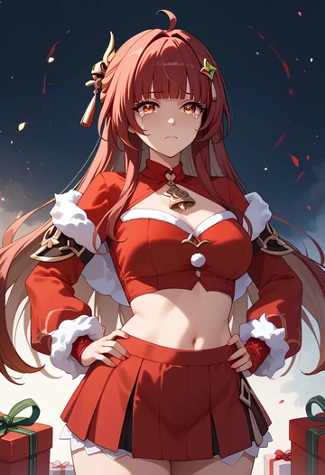 star rail,lingsha,Christmas,skirt  - AI generated anime art