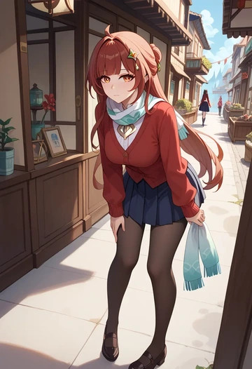 star rail,lingsha,winter,student uniform,cardigan  - AI generated anime art