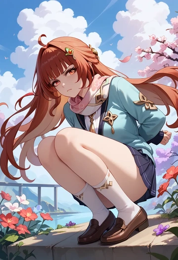 star rail,lingsha,spring,student uniform,cardigan  - AI generated anime art