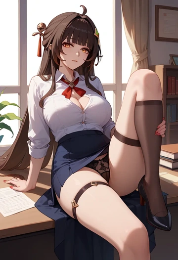 star rail,lingsha,secretary,panties  - AI generated anime art