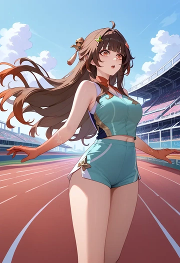 star rail,lingsha,sports vest,capri leggings  - AI generated anime art