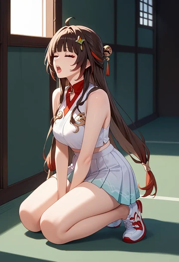 star rail,lingsha,tennis skirt  - AI generated anime art