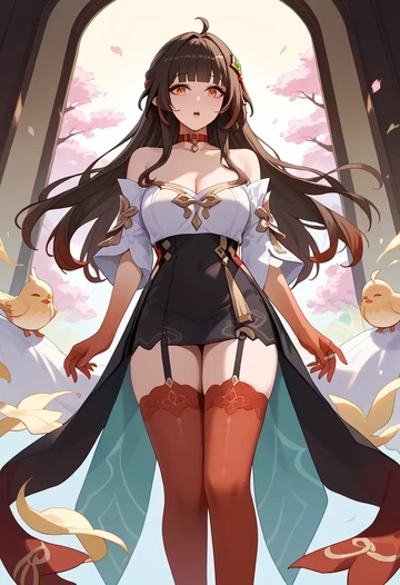 star rail,lingsha,collar,oversized,Thigh garters  - AI generated anime art