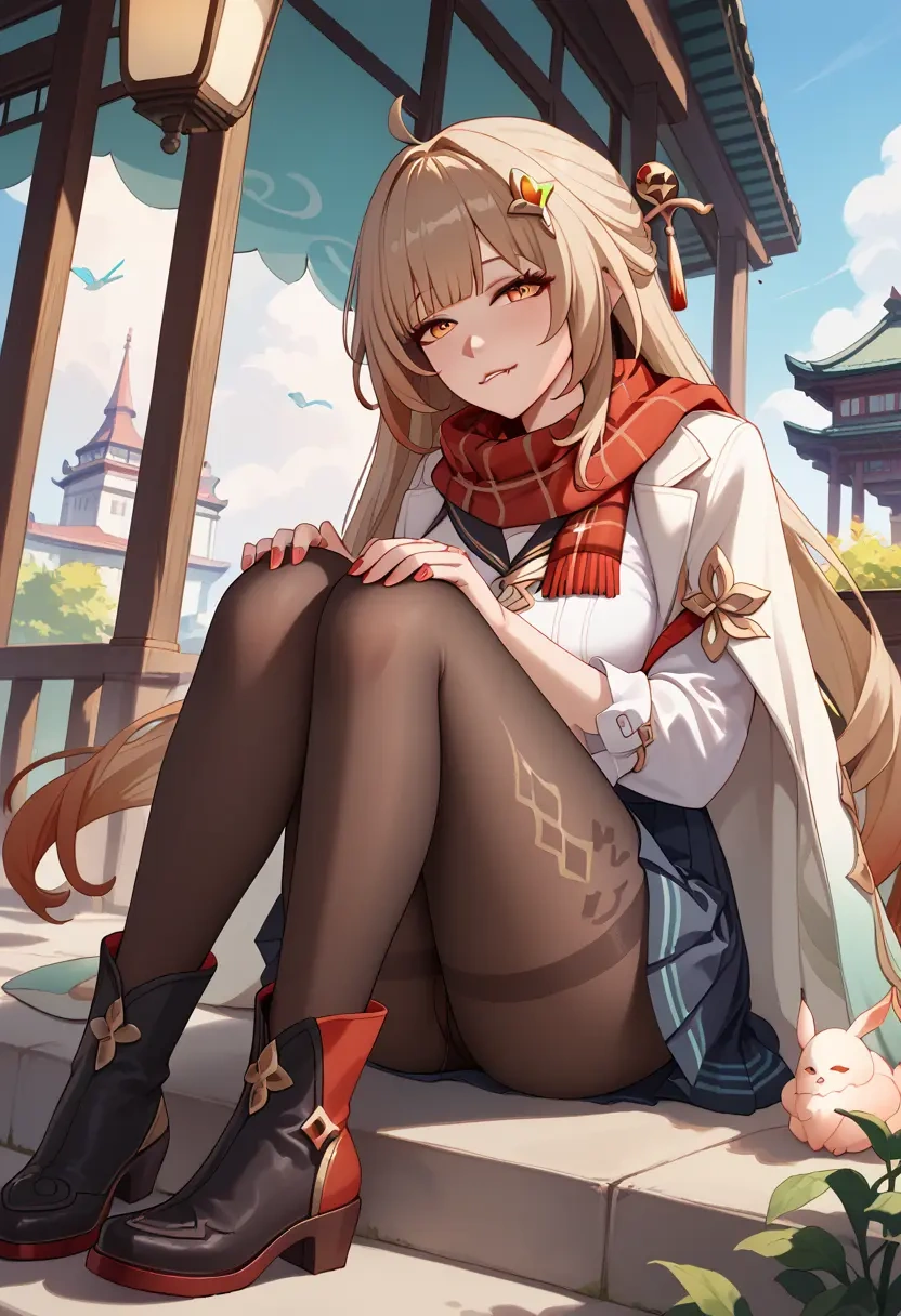 star rail,lingsha,winter,student uniform,fur-trimmed coat  - 