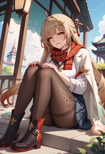 star rail,lingsha,winter,student uniform,fur-trimmed coat  - AI generated anime art