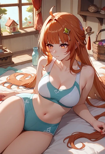 star rail,lingsha,tankini top,board shorts  - AI generated anime art