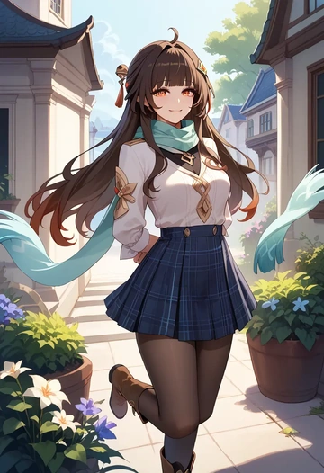 star rail,lingsha,winter,student uniform,down jacket  - AI generated anime art