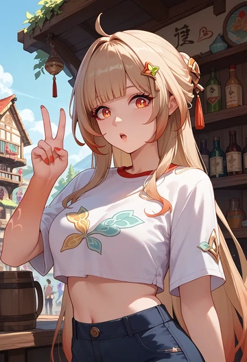 star rail,lingsha,cropped graffiti sweatshirt,dolphin shorts  - AI generated anime art