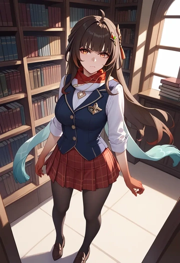 star rail,lingsha,winter,student uniform,vest  - AI generated anime art