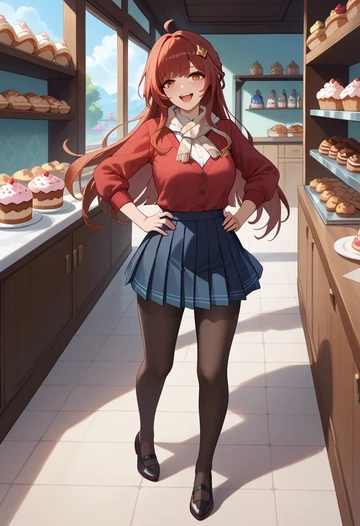 star rail,lingsha,winter,student uniform,cardigan  - AI generated anime art