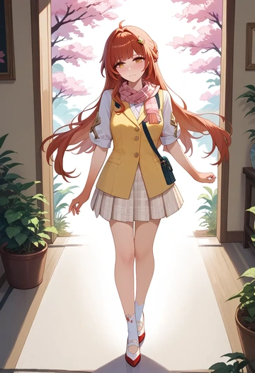 star rail,lingsha,spring,student uniform,vest  - AI generated anime art