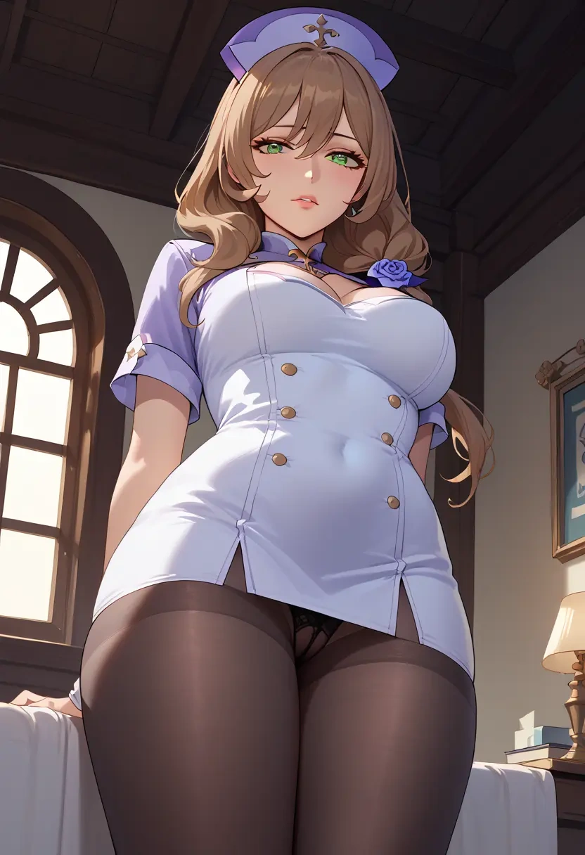 genshin impact,lisa_(genshin_impact),nurse pantyhose,mini skirt, sexy  - 