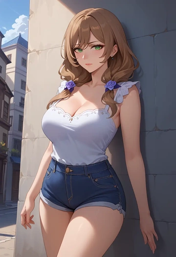 genshin impact,lisa_(genshin_impact),shorts,sexy  - AI generated anime art